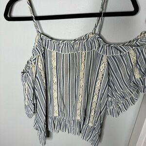 American Eagle off the shoulder stripped shirt